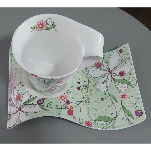 Teaopia Ceramic Teacup And Serving Plate Matched Set Spring Floral - Picture 2 of 10